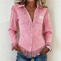 Julia - Franse Suède Blouse met Knopen