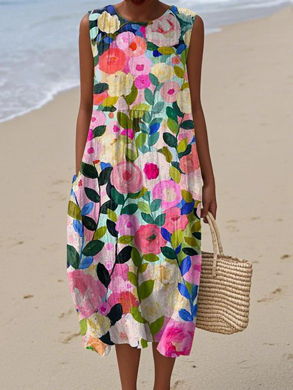 Ava Bloemen Midi Jurk