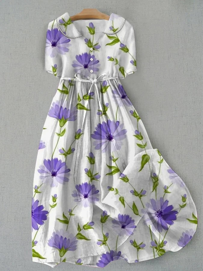 Amélie | Elegante lavendelbloemen jurk