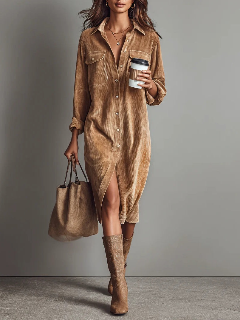 Elise | Jurk van zacht corduroy
