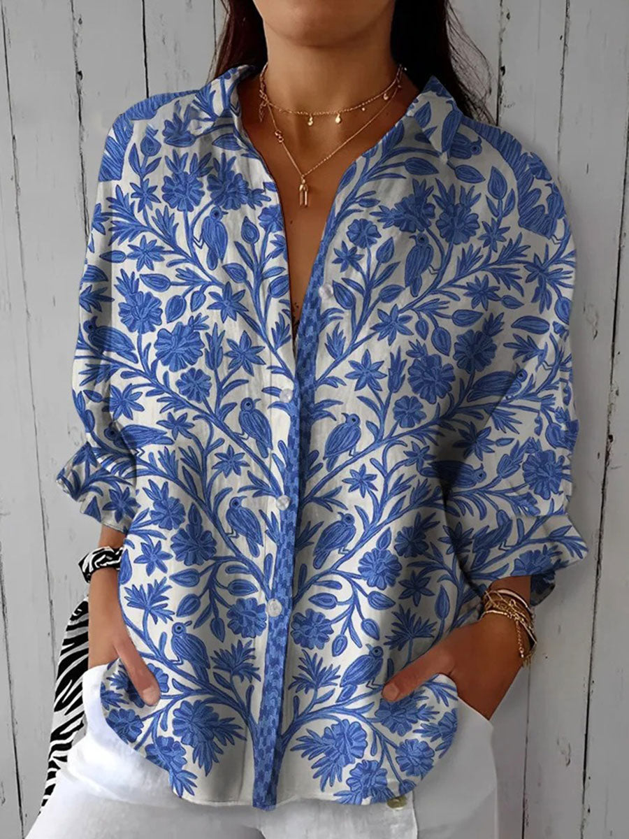 Frederikke – Blauwe Tuin Blouse