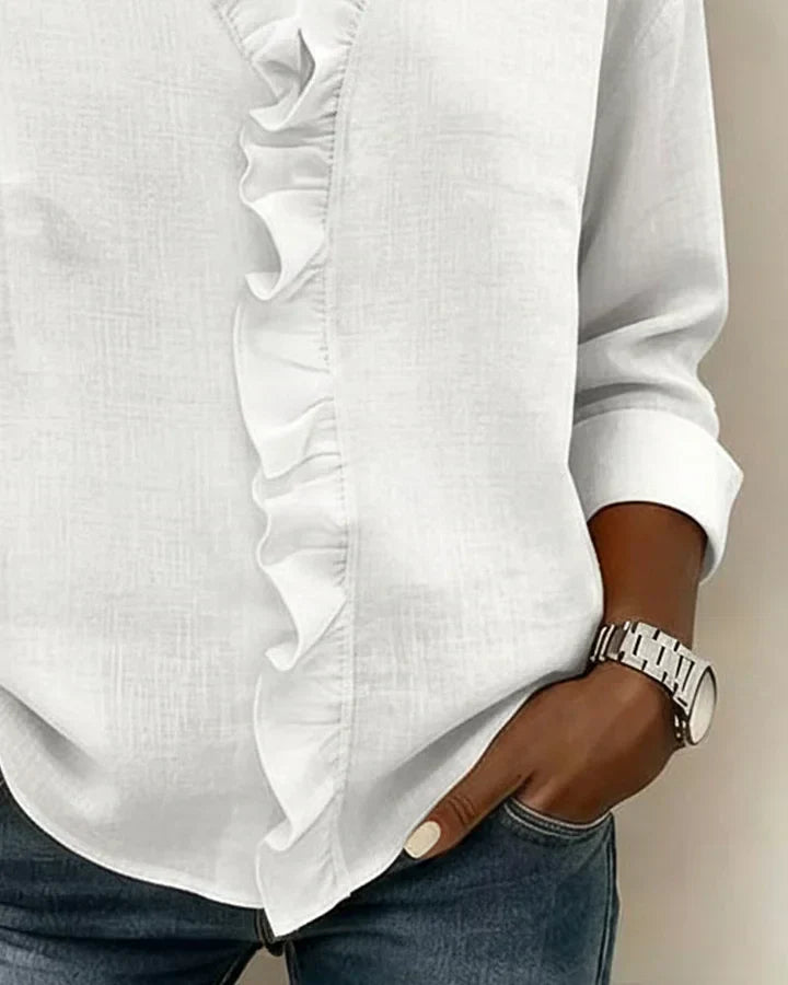 Isa - V-Hals Blouse met Ruches