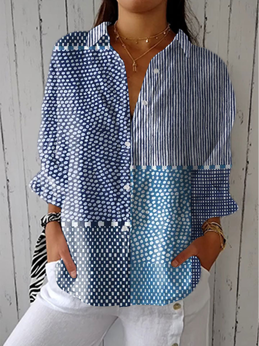 Fiora – Oceaan Patchwork Blouse