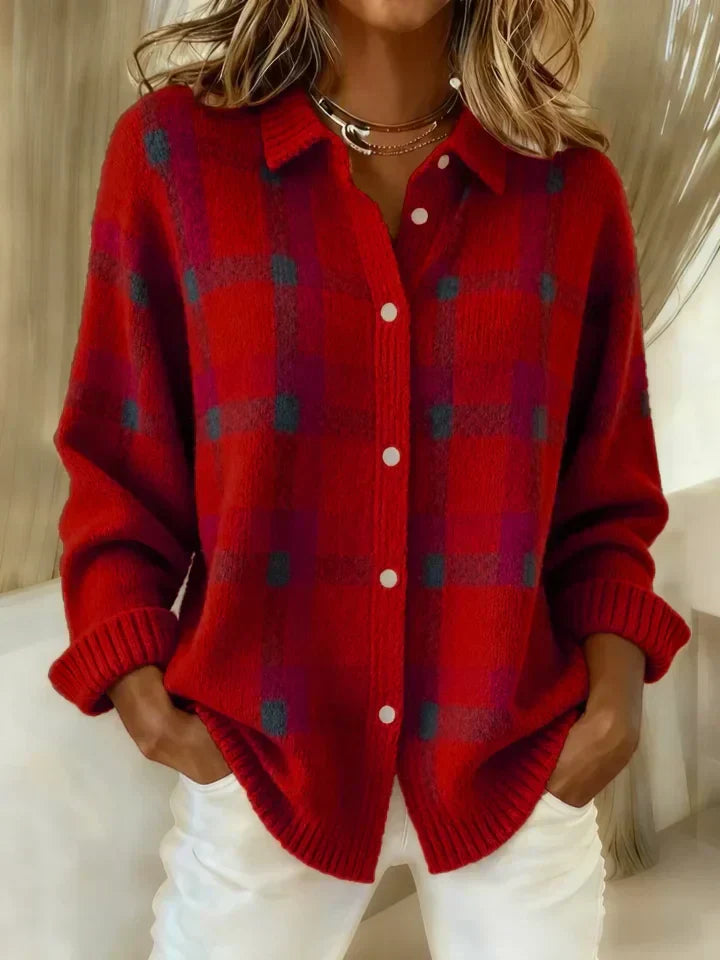Emily – Geruite Gebreide Blouse