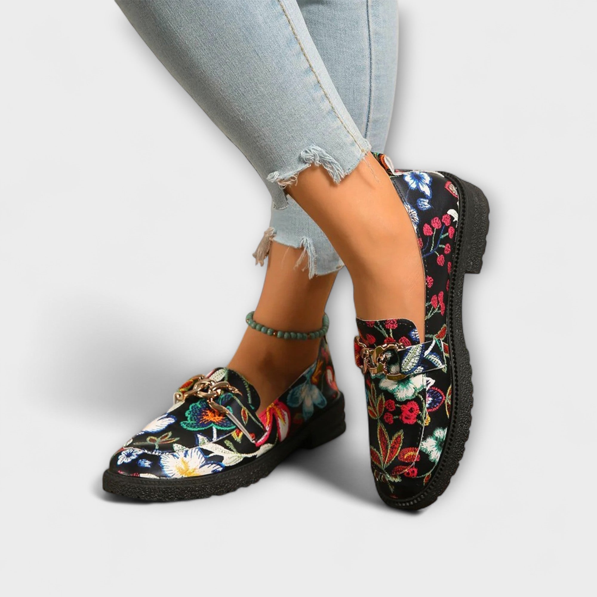 Orla - Mocassins Multicolores à Motif Floral