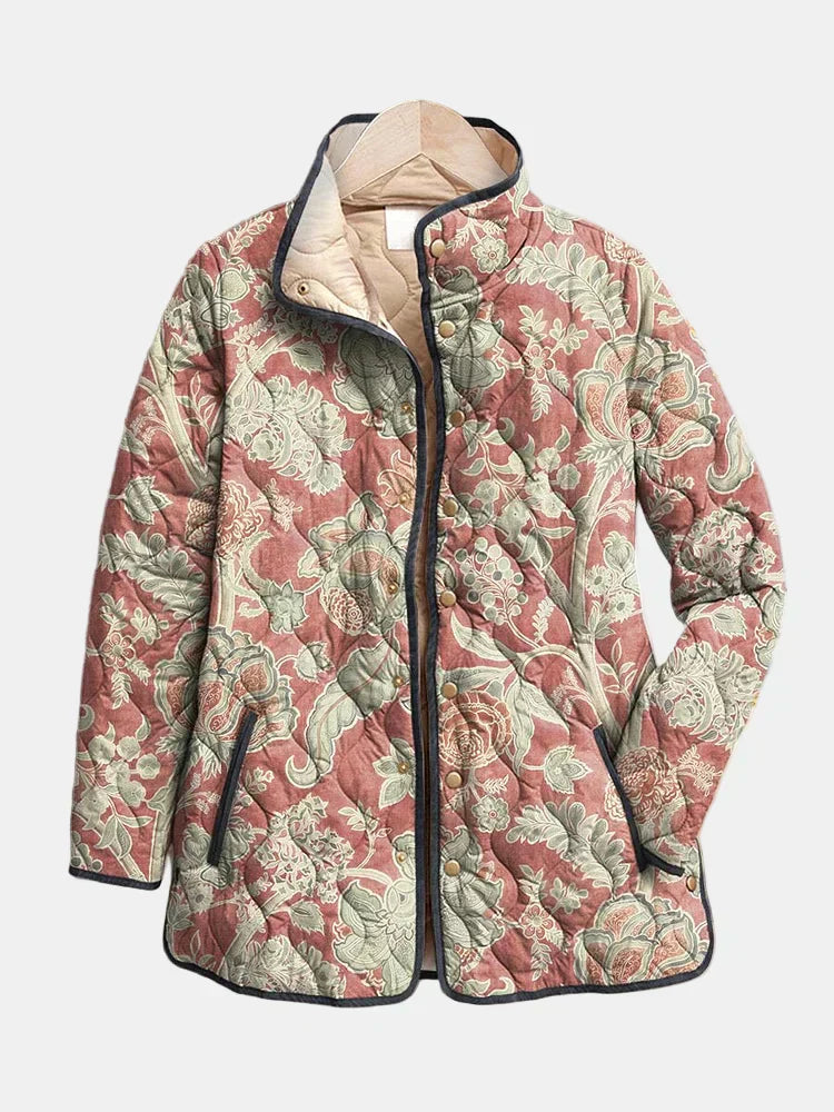 Gewatteerde Jas met Vintage Bloemenpatroon