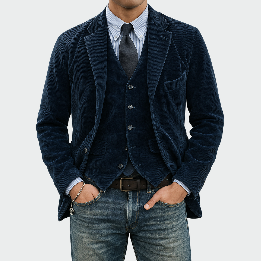 Tommy | 2-delige set: Blazer en Gilet van Fluweel