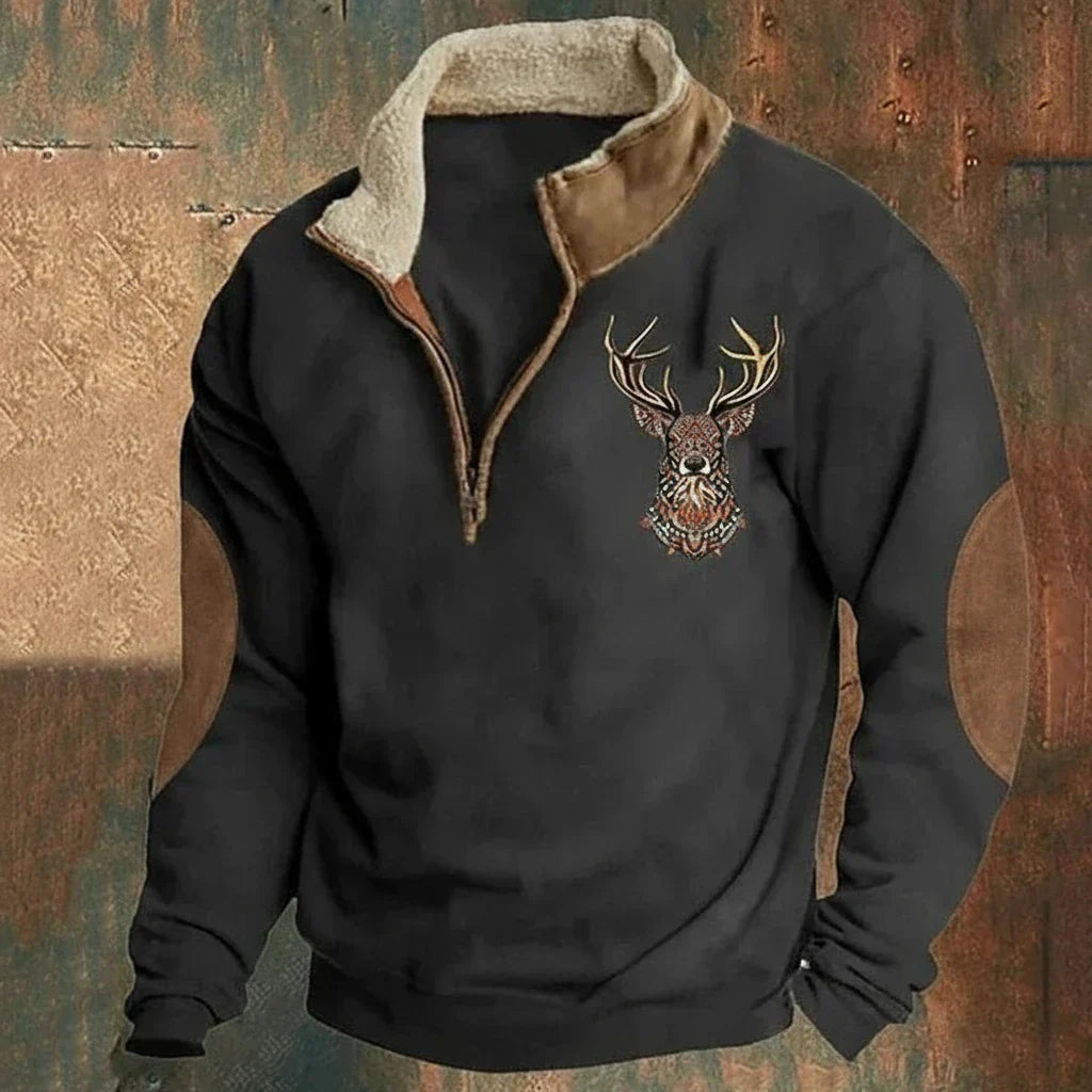 Roan | Pull Demi Zip Brodé Casual